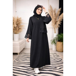 Abayas Ramadan with Attractive Details and Wide Sleeves with Juberanique Abayah Women with Separate Veil Attractive Dress for Charming Look Teach the Eye from FOUR H Code 4040