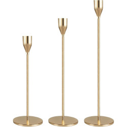 Candlestick Holders Taper Candle Holders, Candle Stick Holders Kit Decorative Candlestick Holder Set of 3 for Wedding Party Dinning Table Centerpiece Home Decoration (Gold)