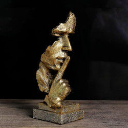 Abstract Thinker Statue, Bronze Polyresin Sculpture, , Decorative Art Figurine for Living Room, Office, Desk (BORONZ)
