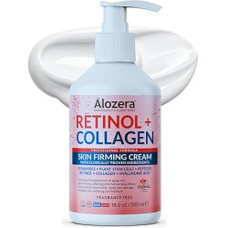 Alozera Firming Body Lotion, Retinol & Collagen Anti-Aging Body Moisturizer, Lightweight & Fast Absorbing Lotion for Crepey Skin, Improves Skin Elasticity, No Added Fragrance, 16.9 oz